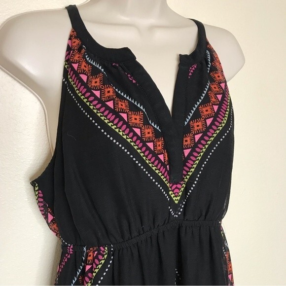 Old Navy Maternity Boho Black Geometric Aztec Print Maxi Dress Women Size Small - Picture 2 of 13